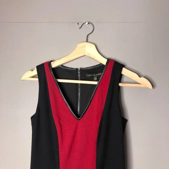 Cynthia Steffens black red  sheath dress 0 - Picture 4 of 8